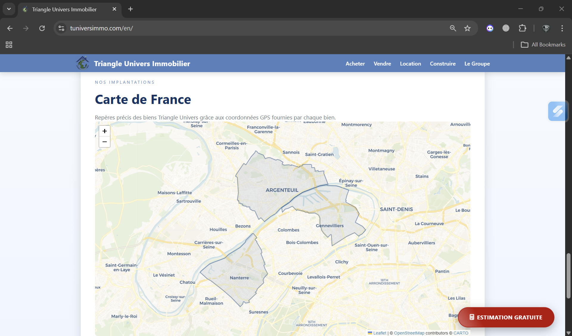 Carte de France interactive — implantations et biens géolocalisés